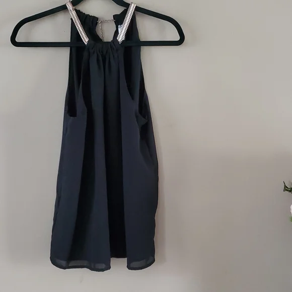Milly | Tops | Amisu Gold Chain Neck Black Tank Size M | Poshmark
